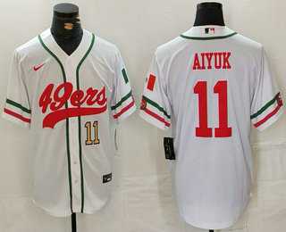Men's San Francisco 49ers #11 Brandon Aiyuk Number White Mexico Cool Base Stitched Baseball Jersey,We sell and wholesale Men's San Francisco 49ers #11 Brandon Aiyuk Number White Mexico Cool Base Stitched Baseball Jersey on line form chian!